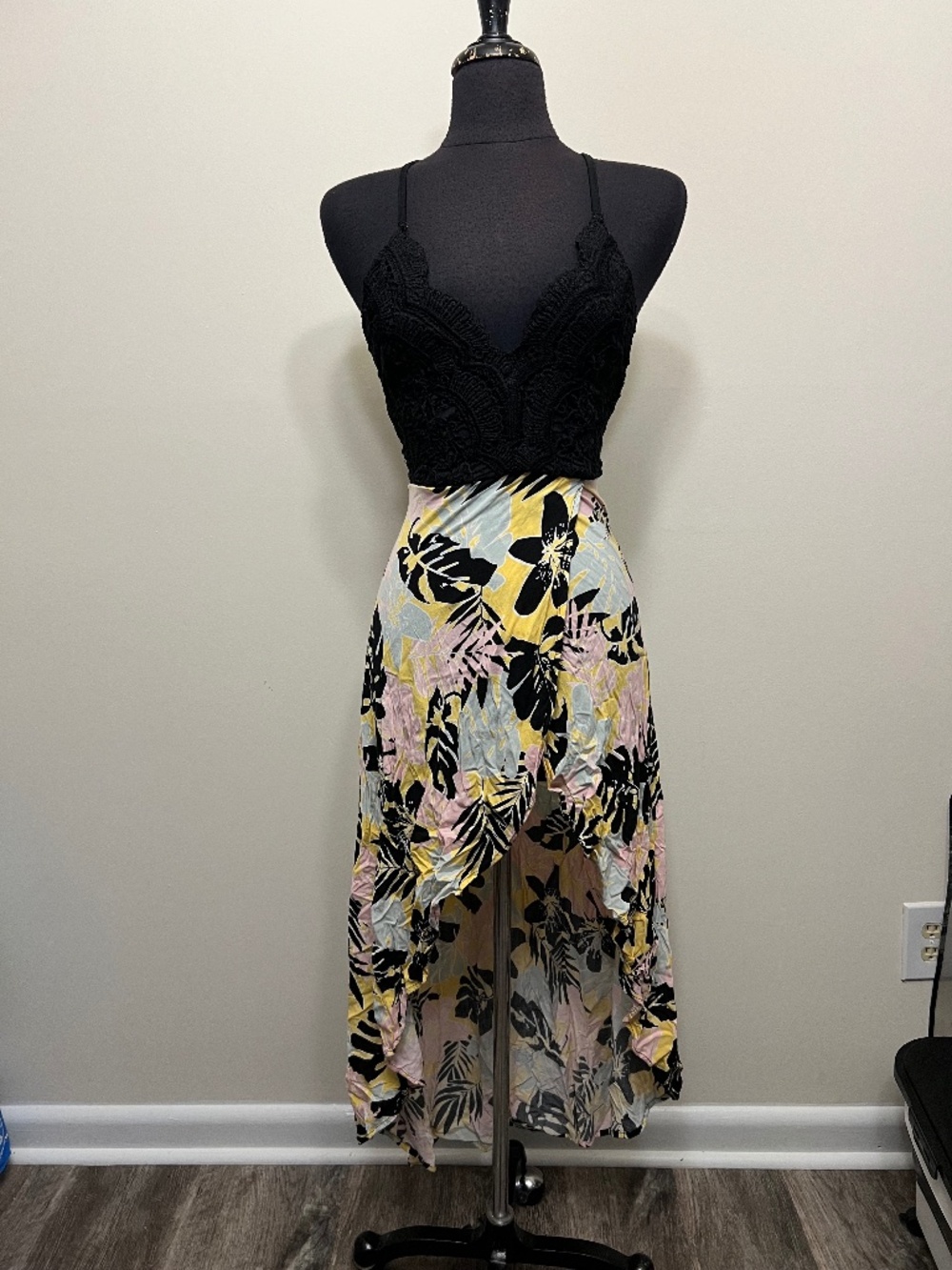 Haute Mode Tropical Floral High Low Dress